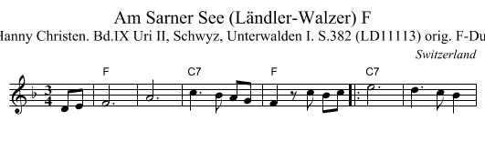 Am Sarner See (L&auml;ndler-Walzer) F - staff notation