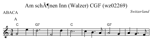 Am schÃ¶nen Inn (Walzer) CGF (wz02269) - staff notation