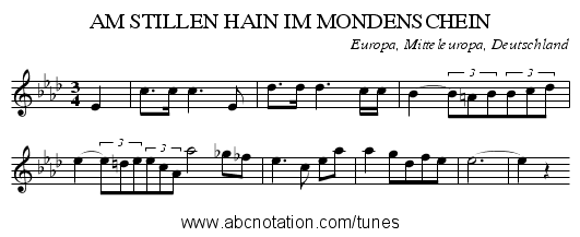 AM STILLEN HAIN IM MONDENSCHEIN - staff notation