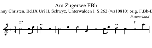Am Zugersee FBb - staff notation