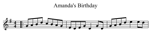 Amanda's Birthday - staff notation