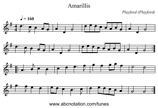 Amarillis - staff notation
