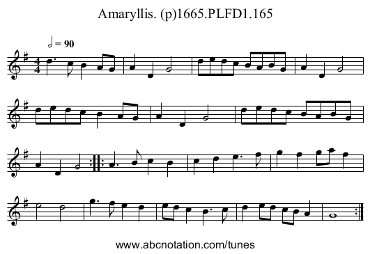 Amaryllis. (p)1665.PLFD1.165 - staff notation