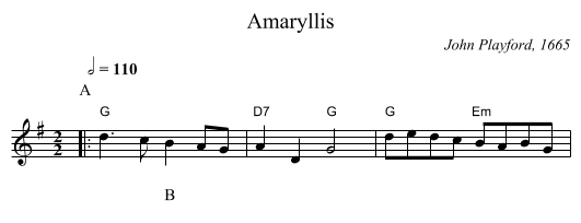 Amaryllis - staff notation