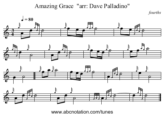 Amazing Grace  arr: Dave Palladino - staff notation