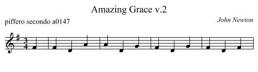Amazing Grace v.2 - staff notation