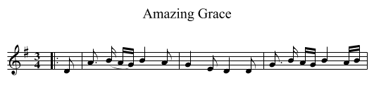 Amazing Grace - staff notation