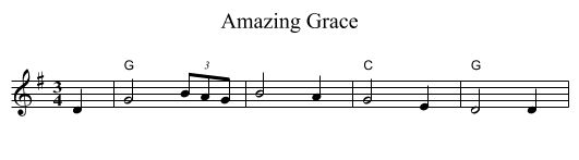 Amazing Grace - staff notation