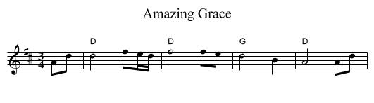 Amazing Grace - staff notation