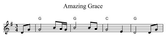 Amazing Grace - staff notation