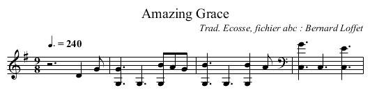 Amazing Grace - staff notation