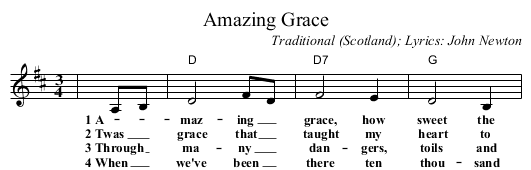 Amazing Grace - staff notation