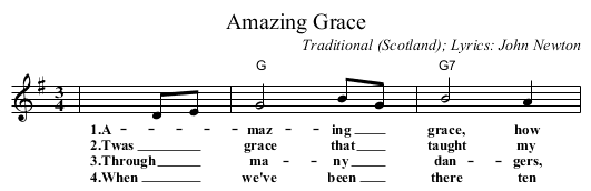 Amazing Grace - staff notation