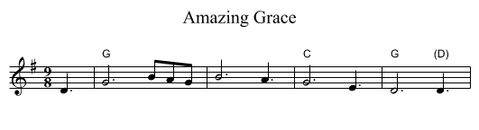 Amazing Grace - staff notation