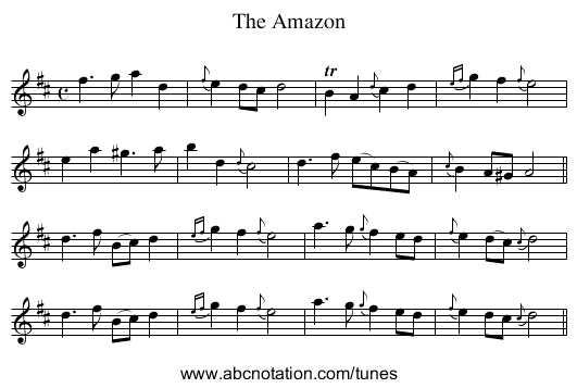 Amazon, The - staff notation
