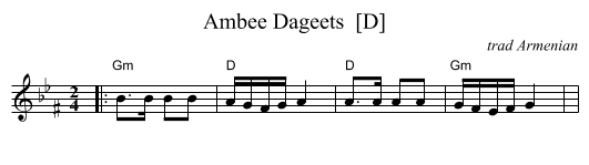 Ambee Dageets  [D] - staff notation