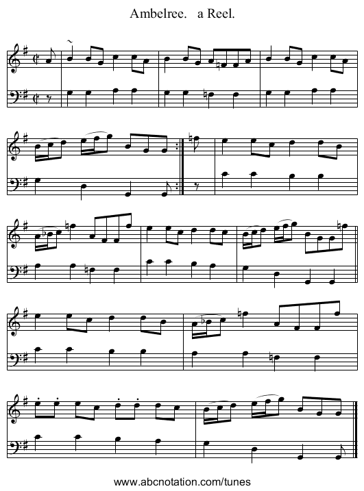 Ambelree.   a Reel. - staff notation