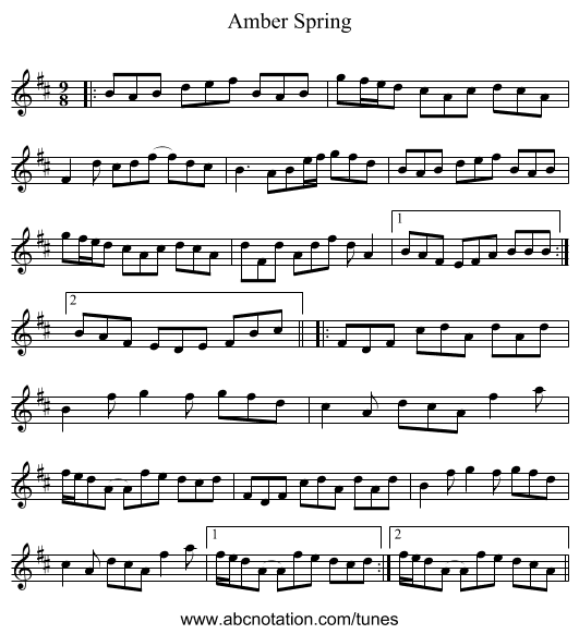 Amber Spring - staff notation