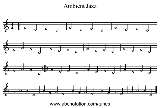 Ambient Jazz - staff notation