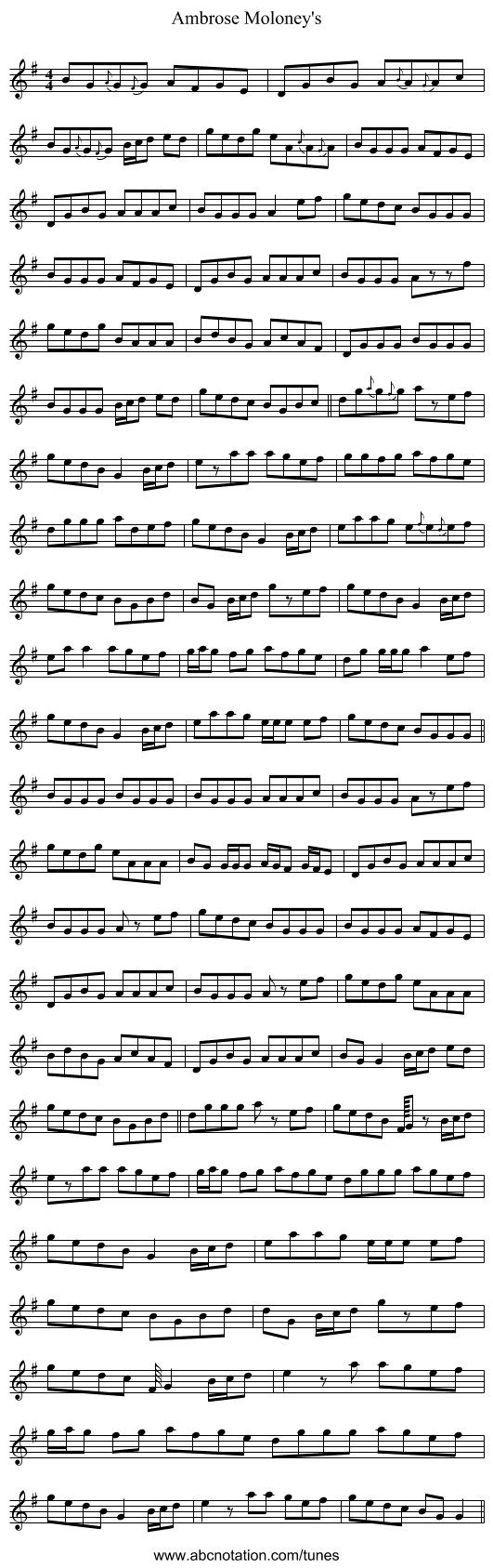 Ambrose Moloney's - staff notation