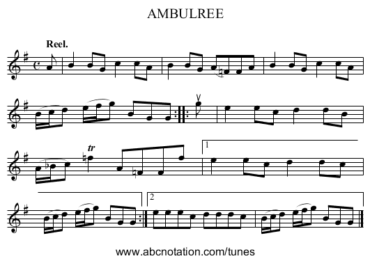 AMBULREE - staff notation