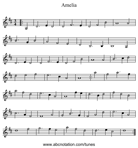 Amelia - staff notation