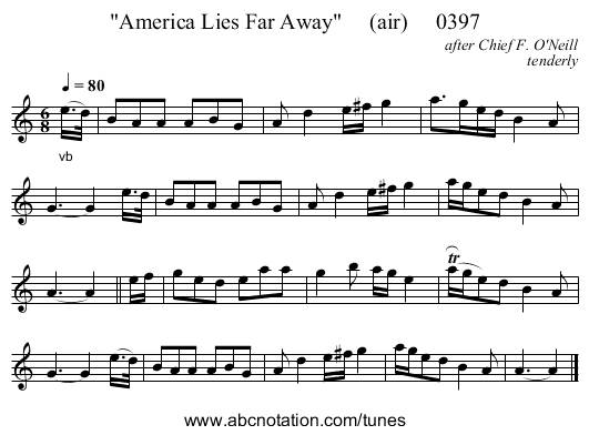 America Lies Far Away (air) 0397 - staff notation