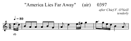 America Lies Far Away     (air)     0397 - staff notation
