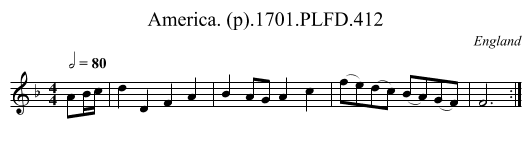 America. (p).1701.PLFD.412 - staff notation