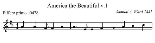 America the Beautiful v.1 - staff notation