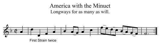 America with the Minuet - staff notation