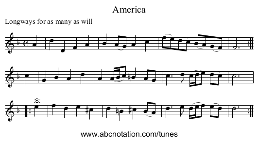 America - staff notation