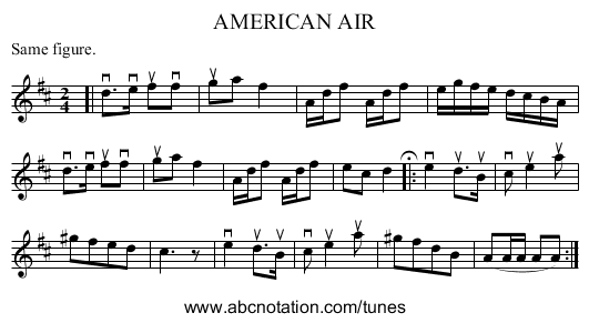 AMERICAN AIR - staff notation