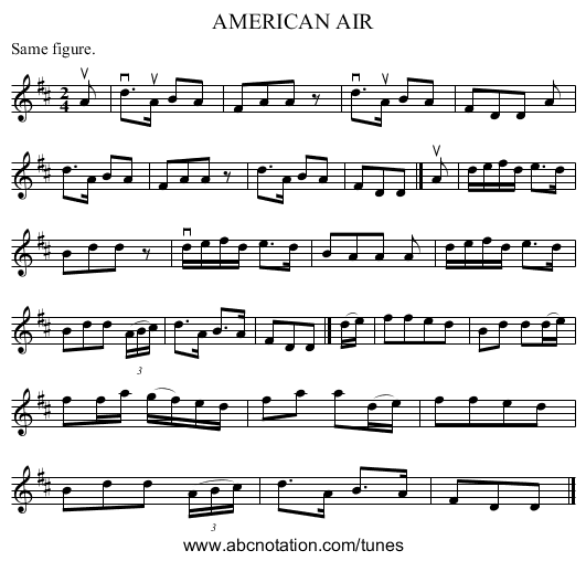 AMERICAN AIR - staff notation