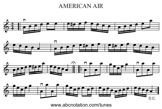 AMERICAN AIR - staff notation