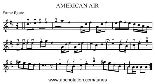AMERICAN AIR - staff notation