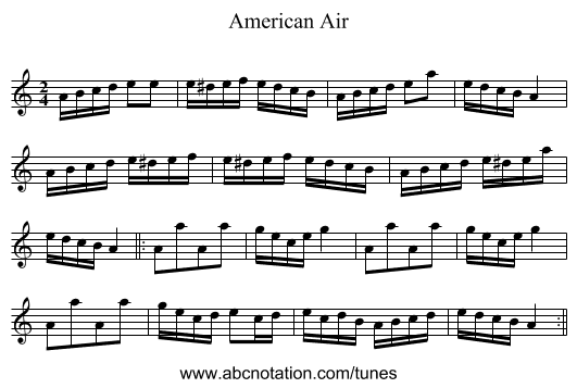 American Air - staff notation
