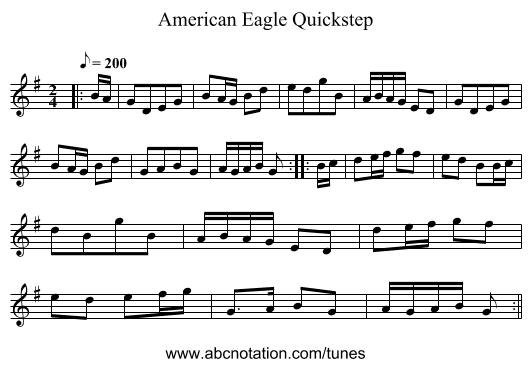 American Eagle Quickstep - staff notation