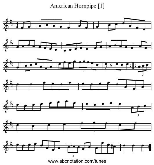 American Hornpipe [1] - staff notation