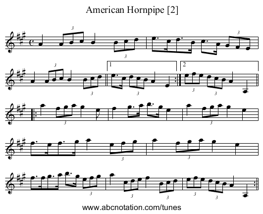 American Hornpipe [2] - staff notation