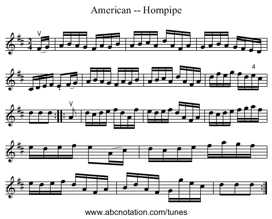 American -- Hornpipe - staff notation