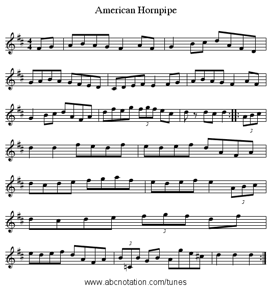American Hornpipe - staff notation