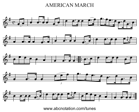 AMERICAN MARCH - staff notation