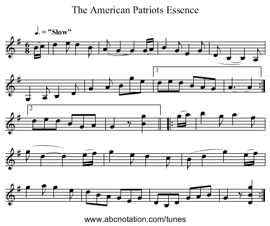 American Patriots Essence, The - staff notation