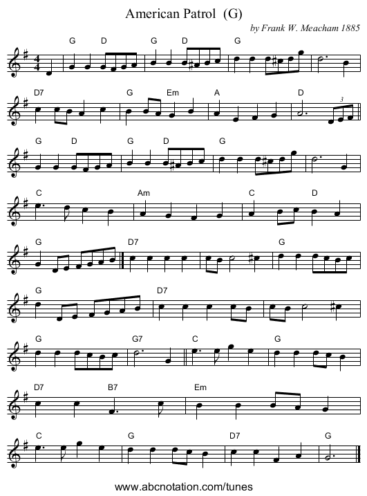 American Patrol  (G) - staff notation