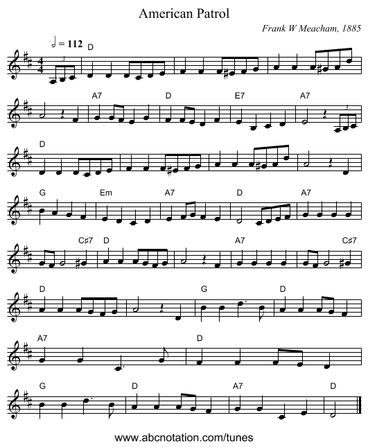 American Patrol - staff notation