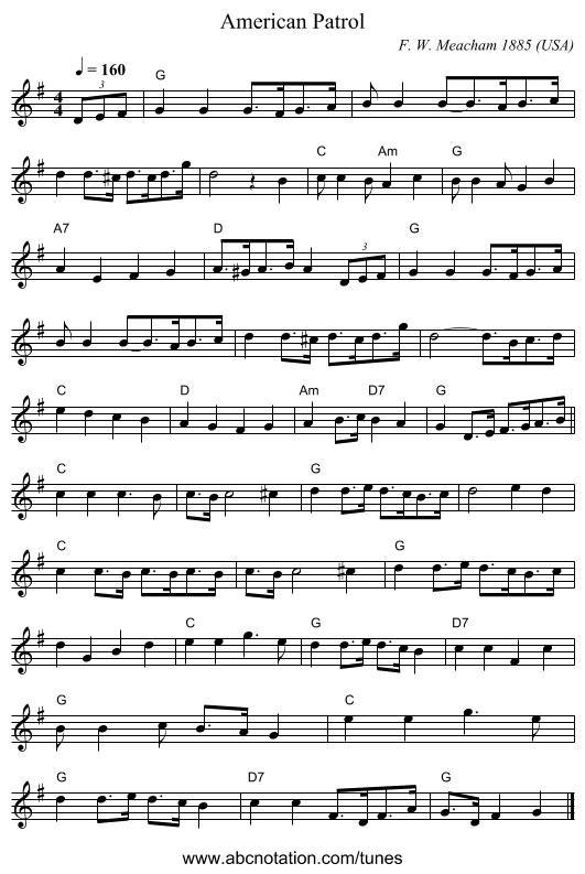 American Patrol - staff notation
