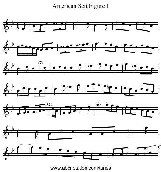 American Sett Figure 1 - staff notation
