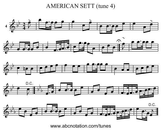 AMERICAN SETT (tune 4) - staff notation