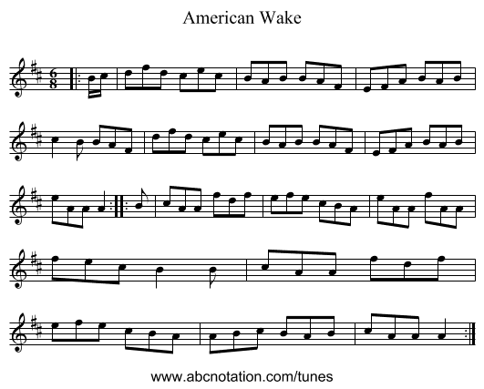 American Wake - staff notation